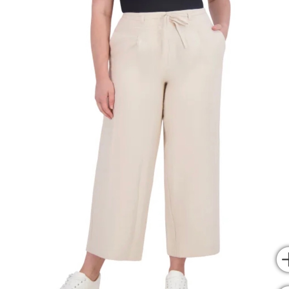 NWT DKNY Wide Leg Linen Look Pants Size 16